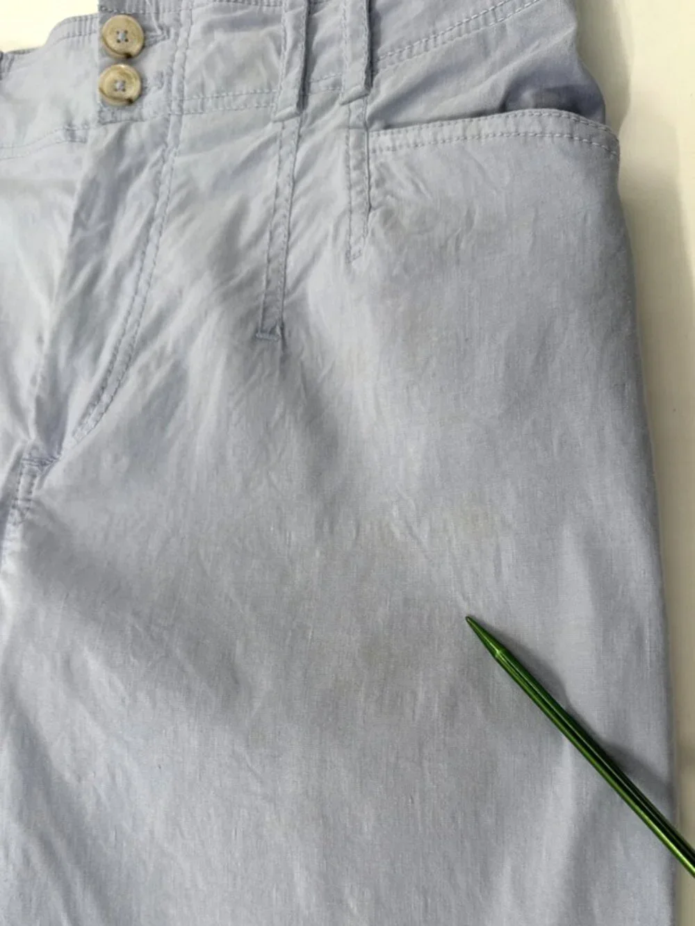 Anthropologie Pants Womens 30x26 Blue High Waist Wide Leg Flare Linen Stretch - Picture 7 of 15